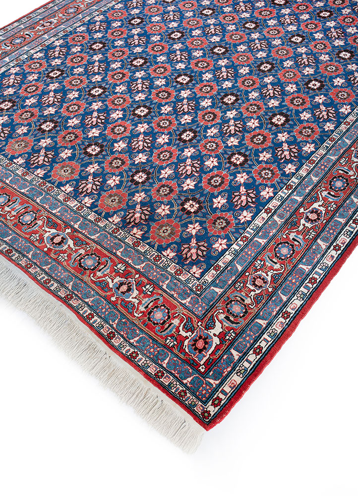 aalam blue wool hand knotted Rug - FloorShot