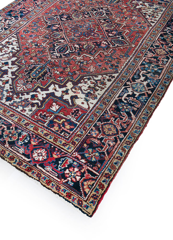 aalam red and orange wool hand knotted Rug - FloorShot