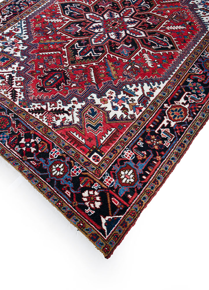 aalam red and orange wool hand knotted Rug - FloorShot