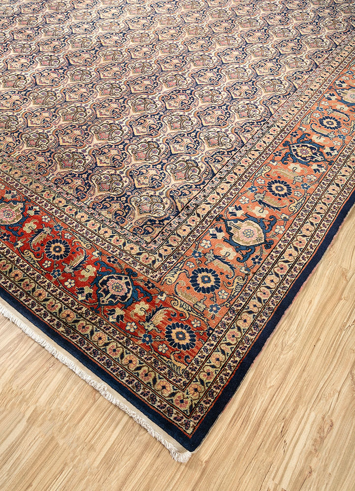 aalam beige and brown wool hand knotted Rug - FloorShot