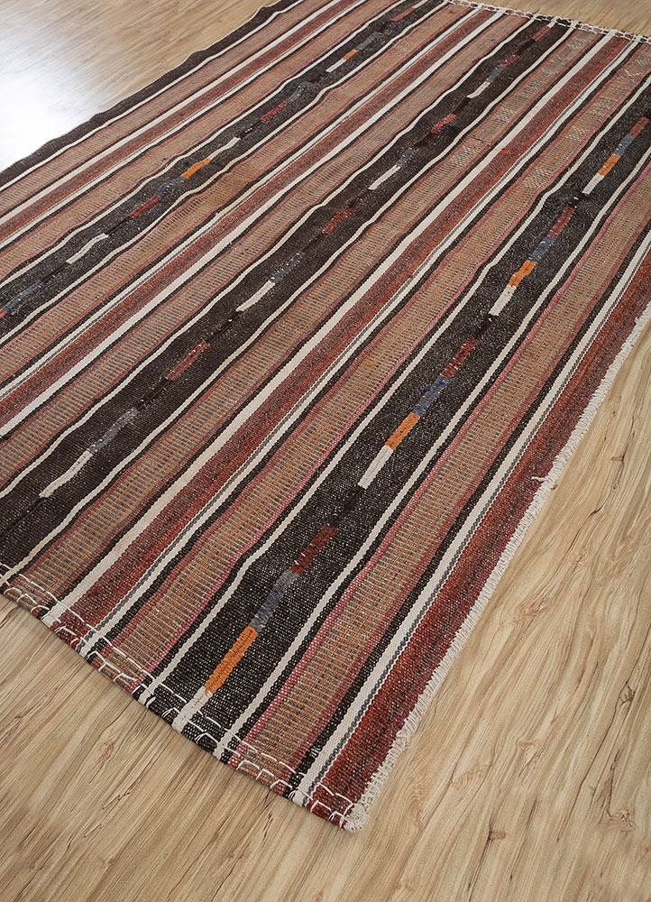 nuray beige and brown wool hand knotted Rug - FloorShot