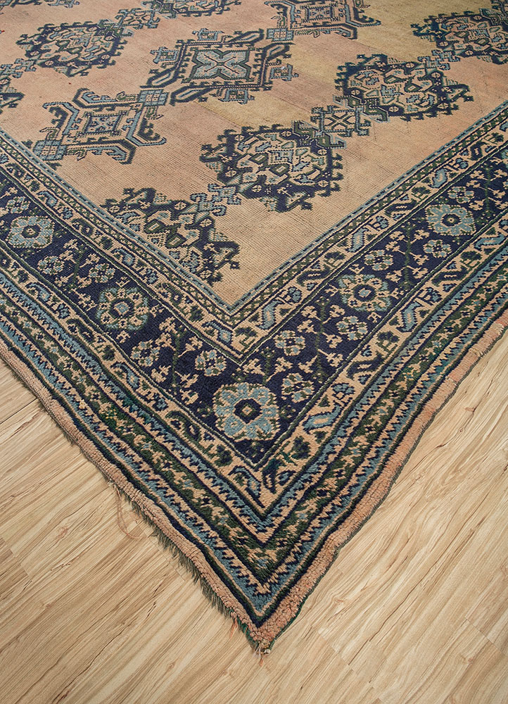 aalam beige and brown wool hand knotted Rug - FloorShot