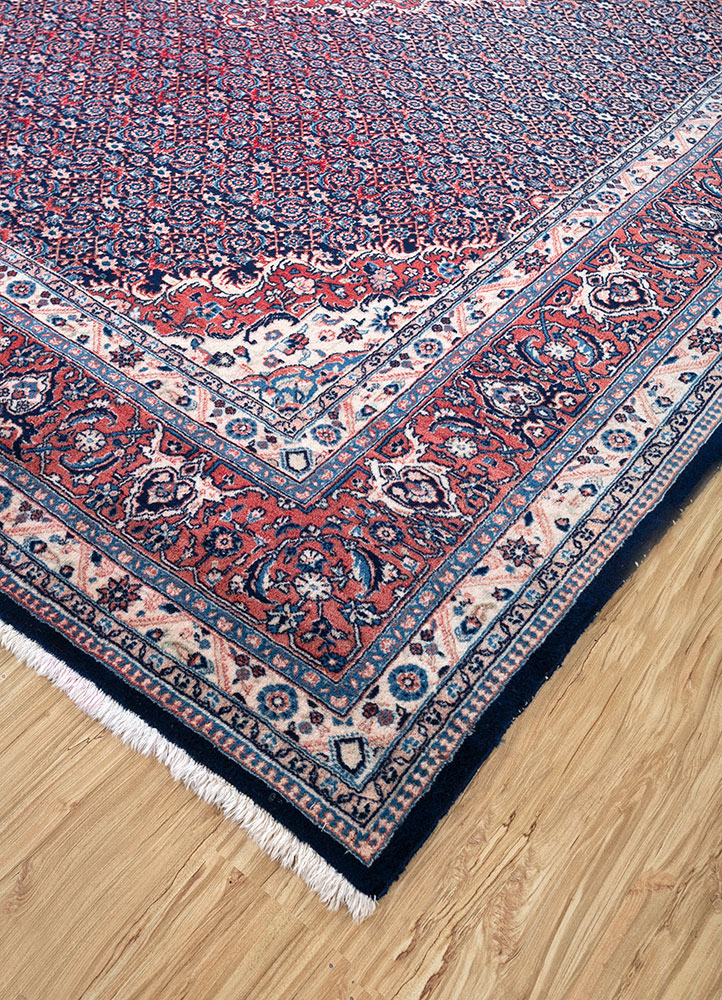 aalam blue wool hand knotted Rug - FloorShot