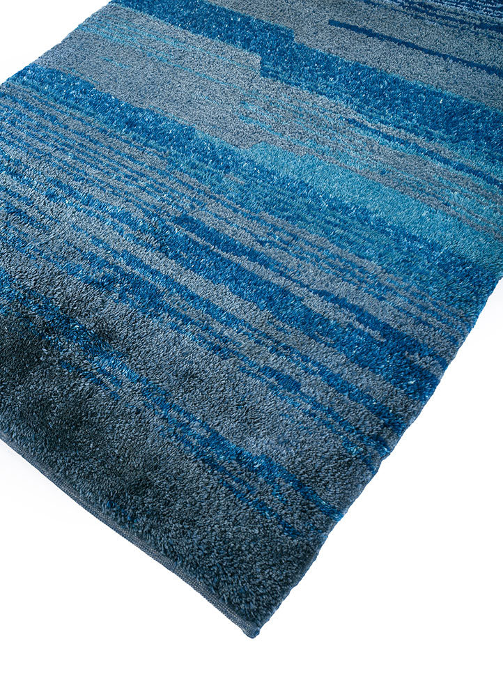 zuri blue wool hand knotted Rug - FloorShot