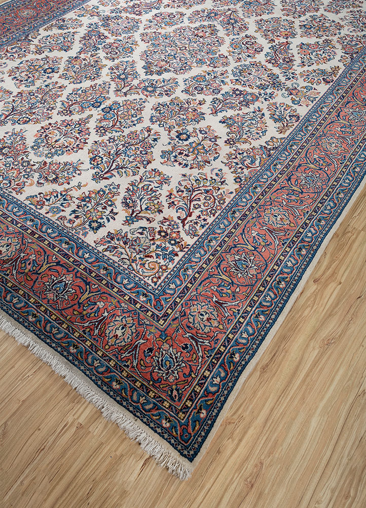 aalam ivory wool hand knotted Rug - FloorShot