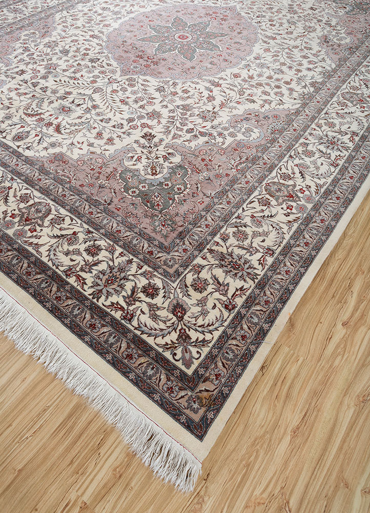 aalam grey and black wool hand knotted Rug - FloorShot