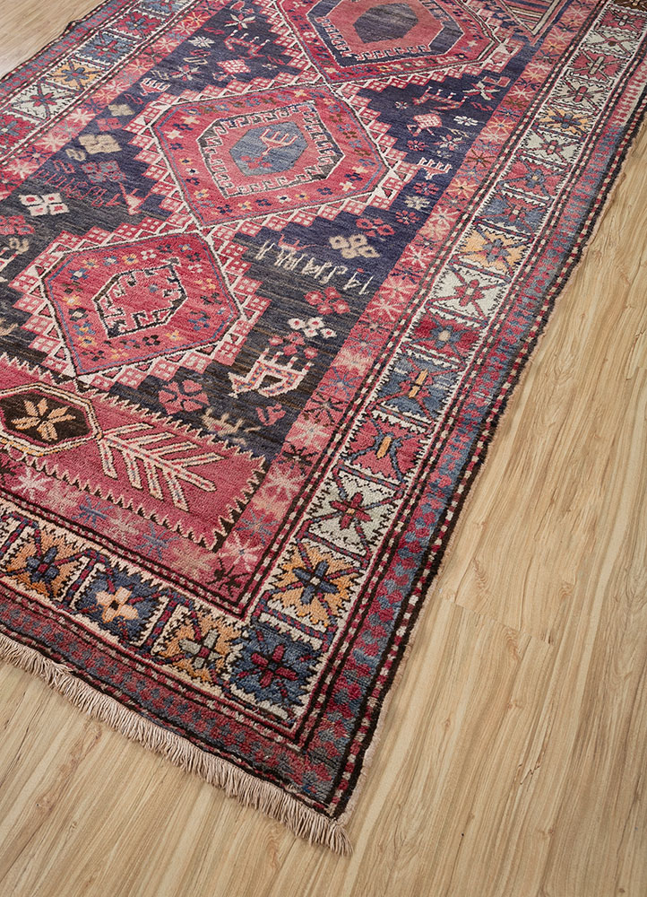 kiaan red and orange wool hand knotted Rug - FloorShot