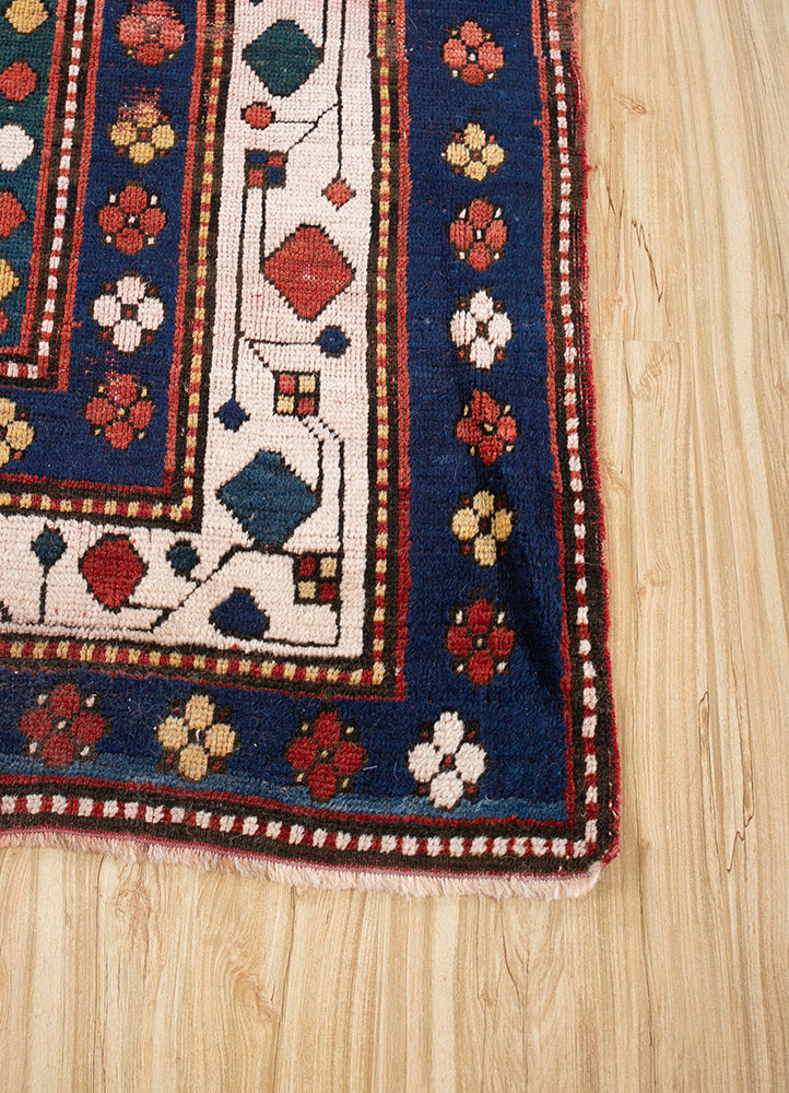 nuray blue wool hand knotted Rug - FloorShot