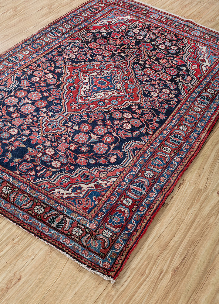 aalam red and orange wool hand knotted Rug - FloorShot