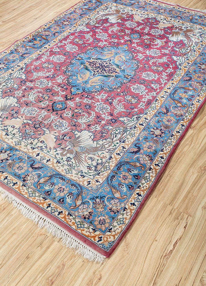 aalam blue wool hand knotted Rug - FloorShot