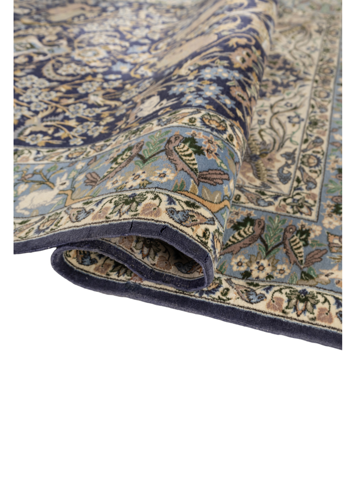 aalam blue wool hand knotted Rug - FloorShot