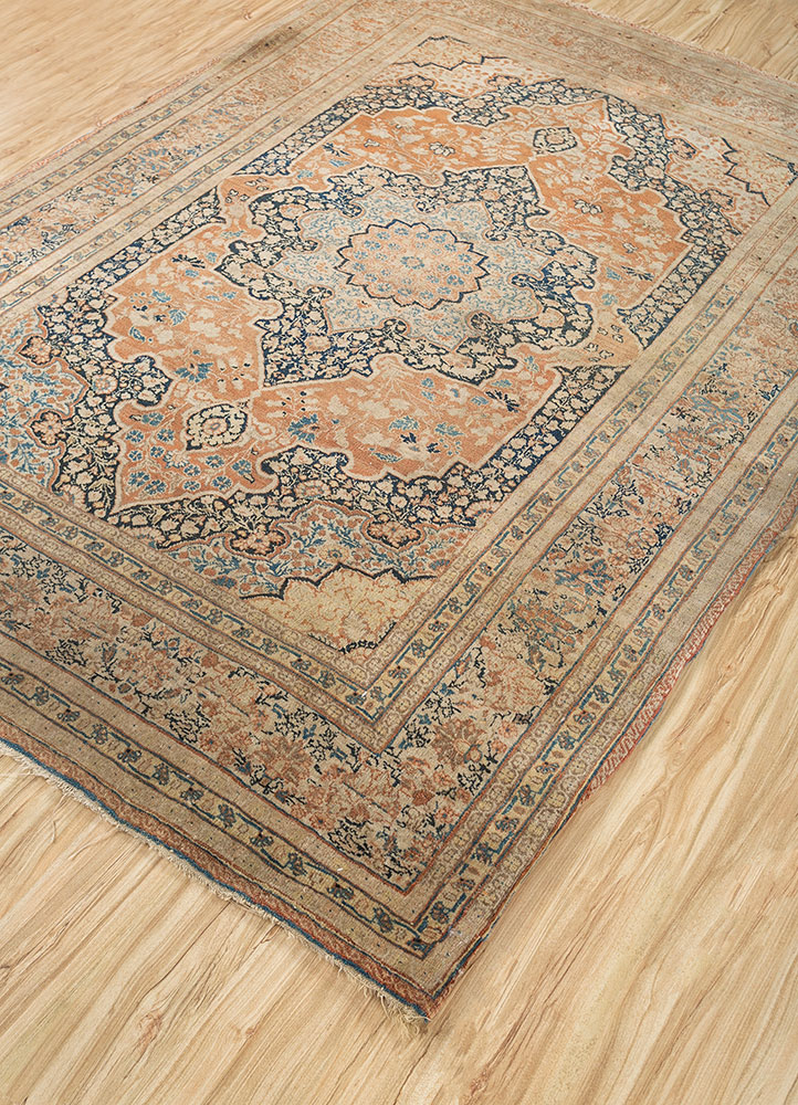 aalam gold wool hand knotted Rug - FloorShot