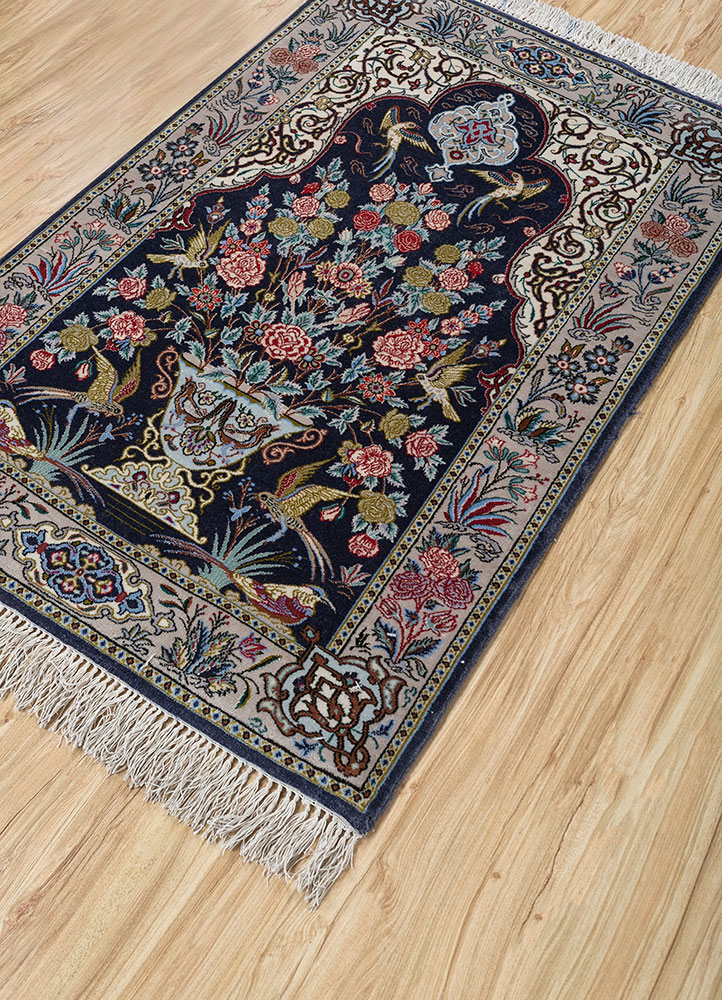 gulmarg blue wool hand knotted Rug - FloorShot