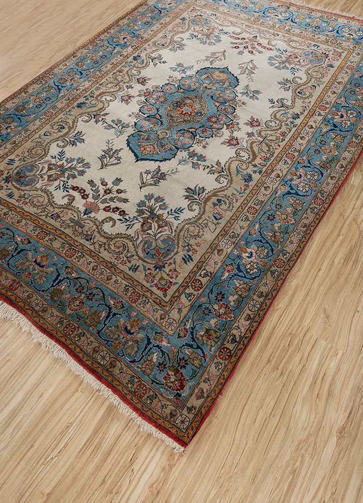 aalam gold wool and silk hand knotted Rug - FloorShot