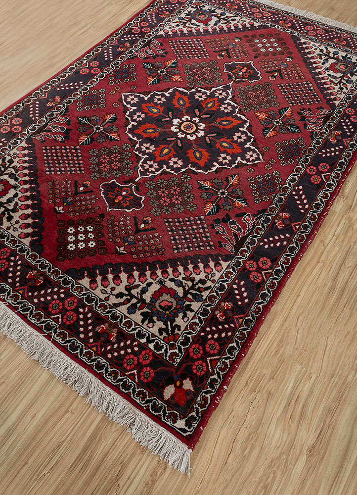 aalam red and orange wool hand knotted Rug - FloorShot