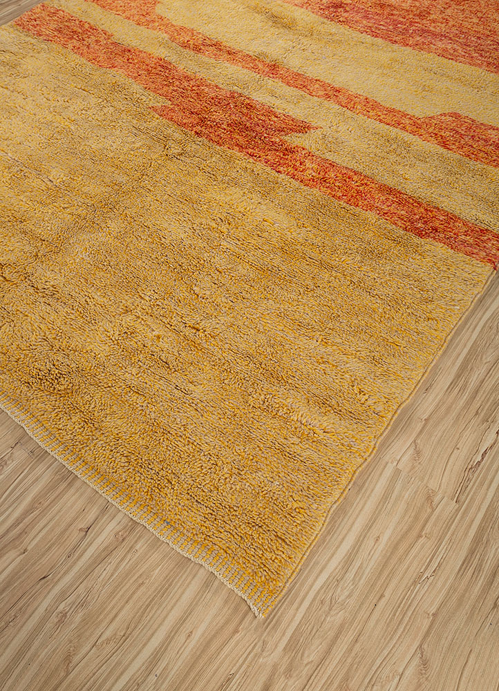 zuri red and orange wool hand knotted Rug - FloorShot