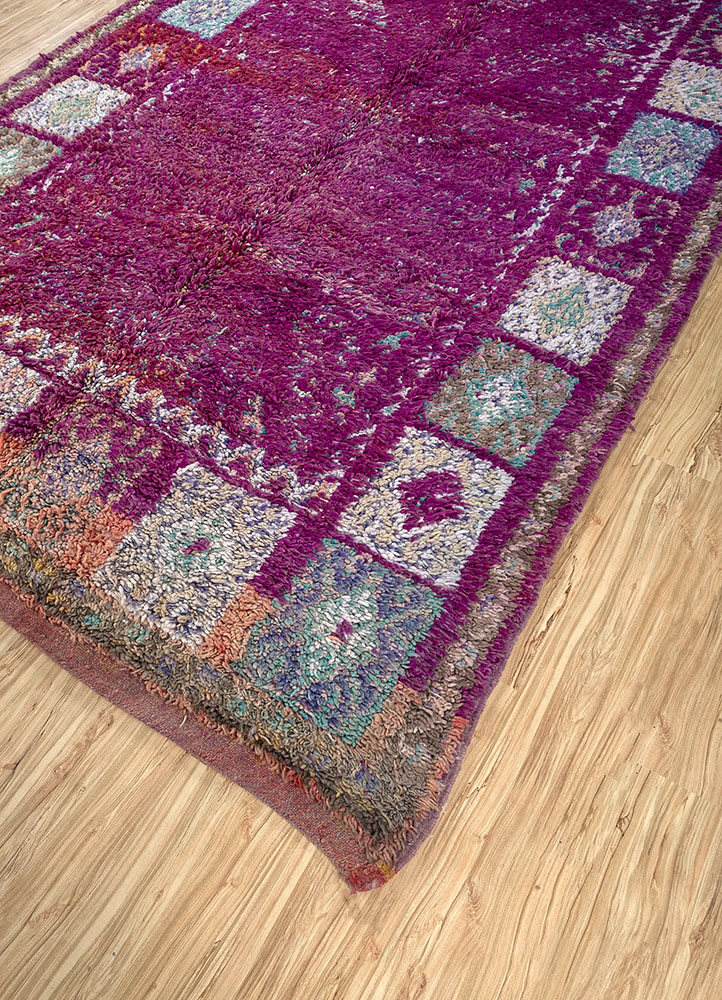 nuray pink and purple wool hand knotted Rug - FloorShot