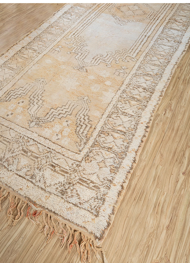 nuray beige and brown wool hand knotted Rug - FloorShot