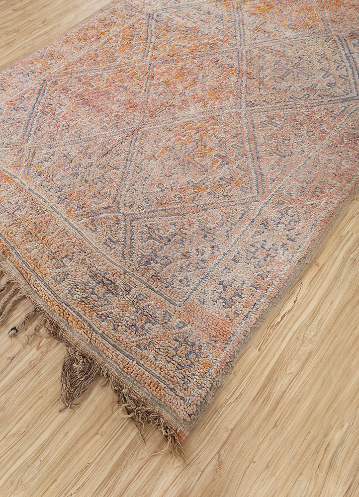 nuray red and orange wool hand knotted Rug - FloorShot