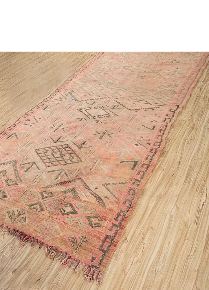 nuray red and orange wool hand knotted Rug - FloorShot