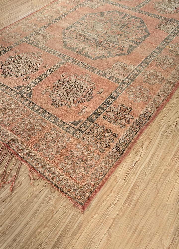 nuray red and orange wool hand knotted Rug - FloorShot