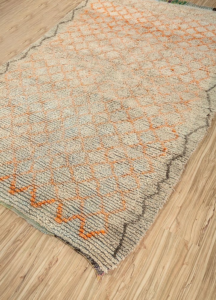 nuray beige and brown wool hand knotted Rug - FloorShot