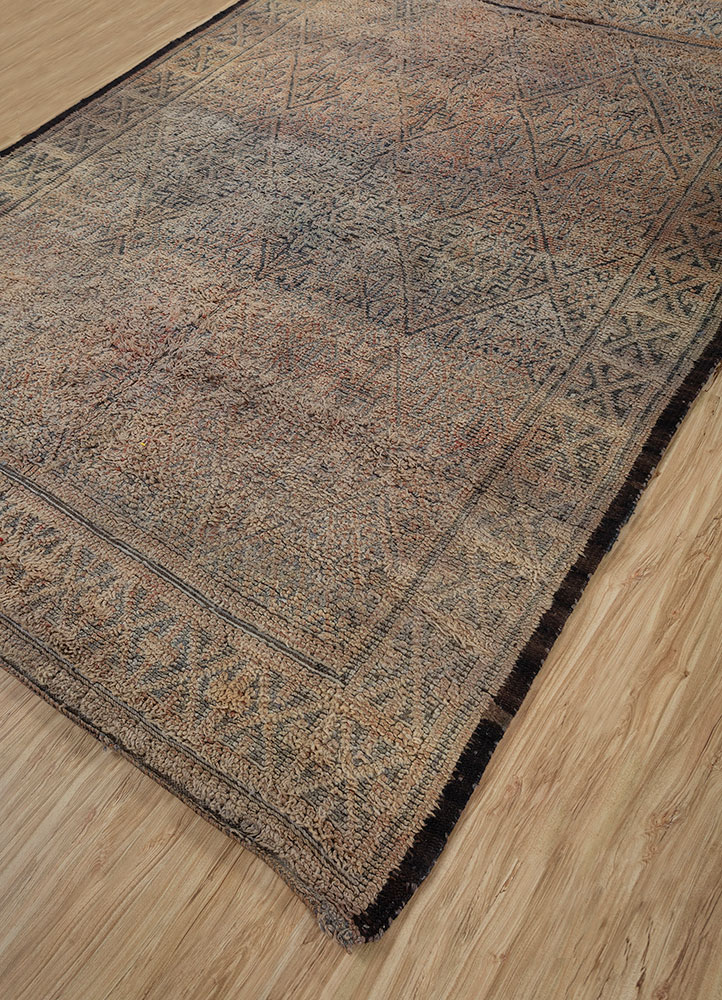nuray beige and brown wool hand knotted Rug - FloorShot