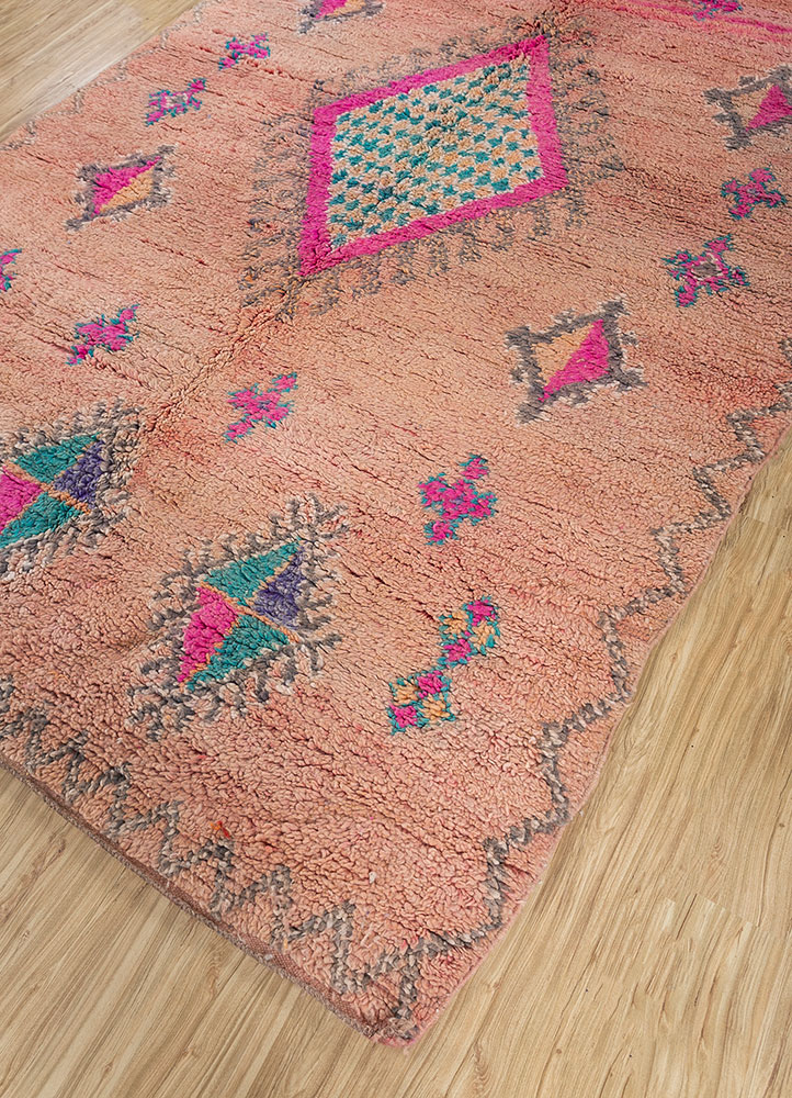 nuray red and orange wool hand knotted Rug - FloorShot
