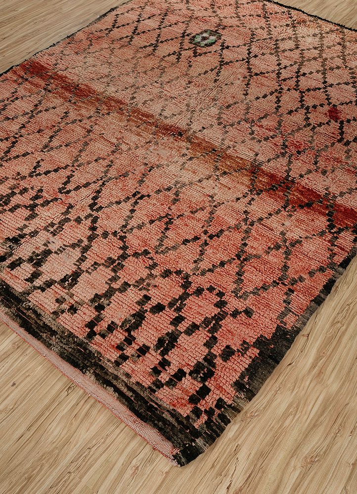 nuray red and orange wool hand knotted Rug - FloorShot