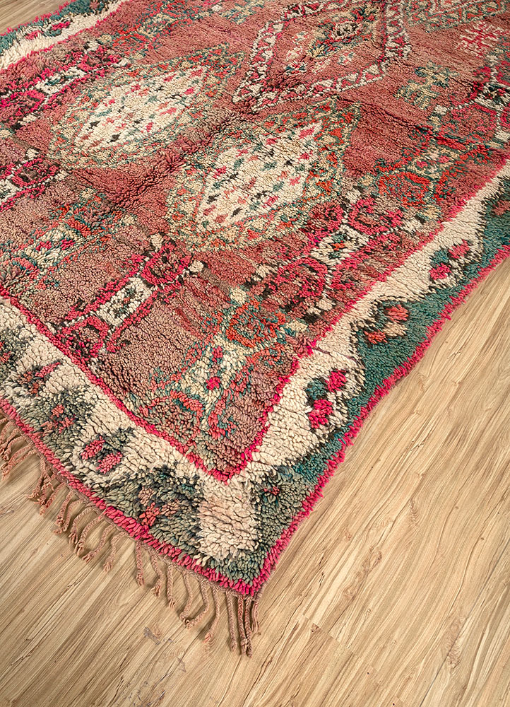nuray red and orange wool hand knotted Rug - FloorShot
