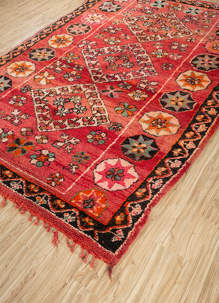 nuray red and orange wool hand knotted Rug - FloorShot