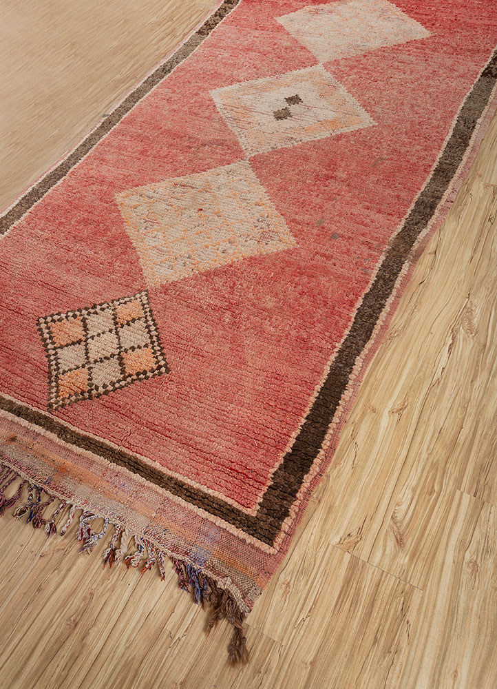 nuray red and orange wool hand knotted Rug - FloorShot