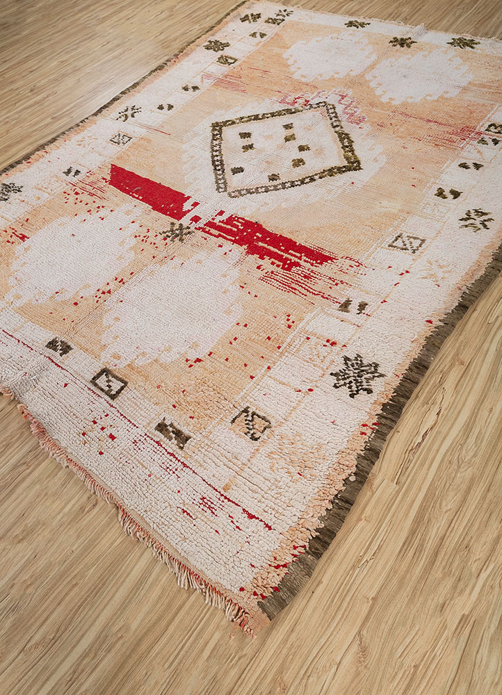 nuray beige and brown wool hand knotted Rug - FloorShot