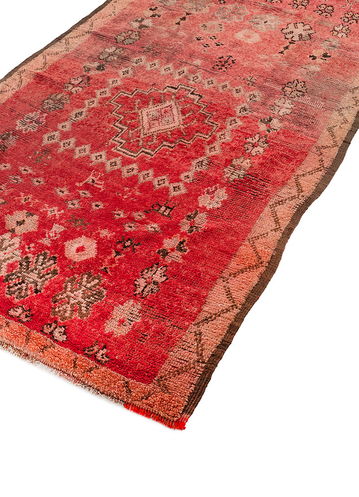 nuray red and orange wool hand knotted Rug - FloorShot