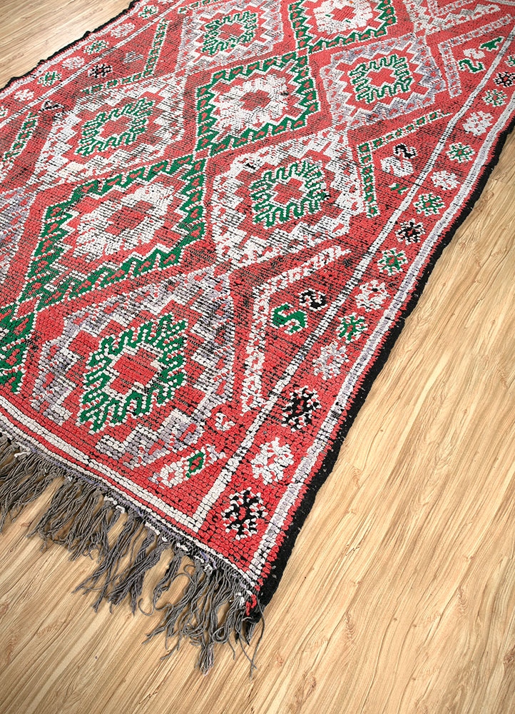 nuray red and orange wool hand knotted Rug - FloorShot