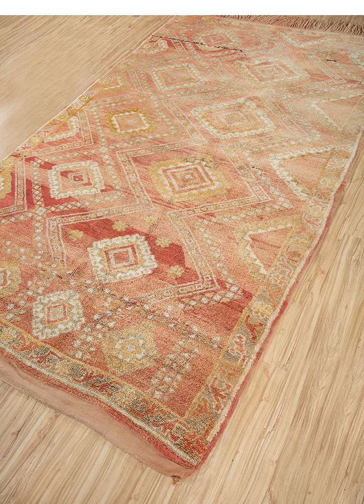 nuray red and orange wool hand knotted Rug - FloorShot