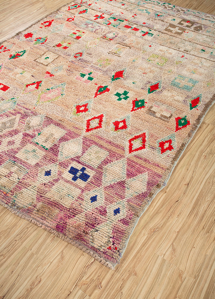 nuray beige and brown wool hand knotted Rug - FloorShot
