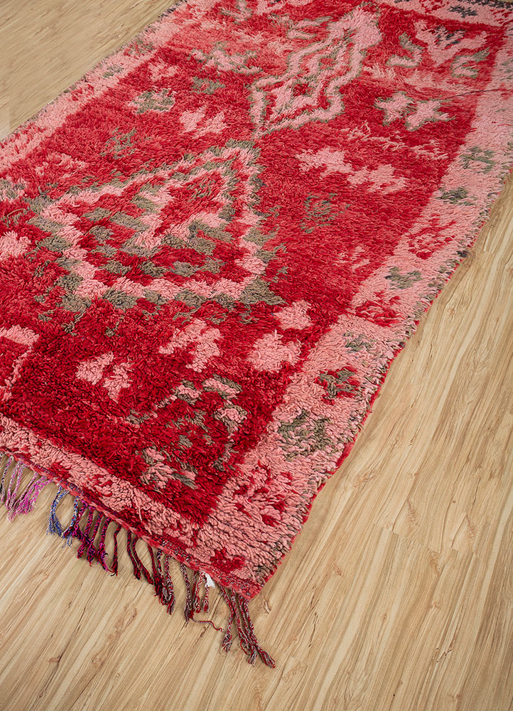 nuray red and orange wool hand knotted Rug - FloorShot