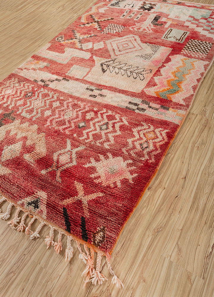 nuray red and orange wool hand knotted Rug - FloorShot