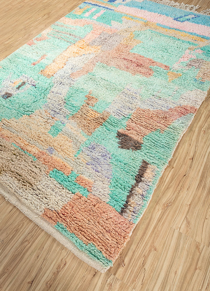 zuri pink and purple wool hand knotted Rug - FloorShot