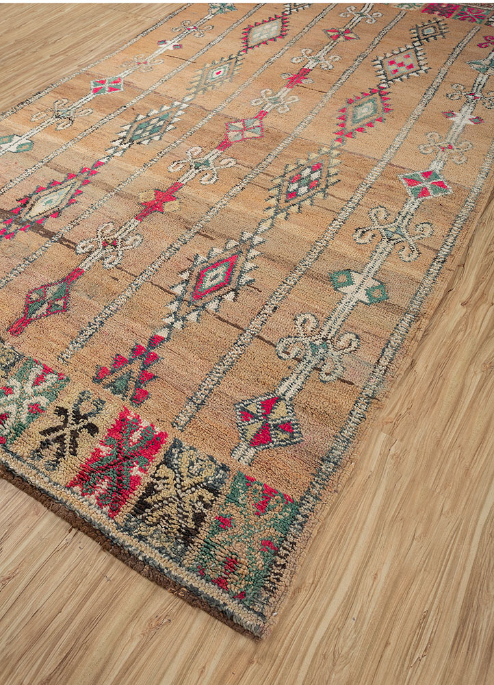nuray beige and brown wool hand knotted Rug - FloorShot