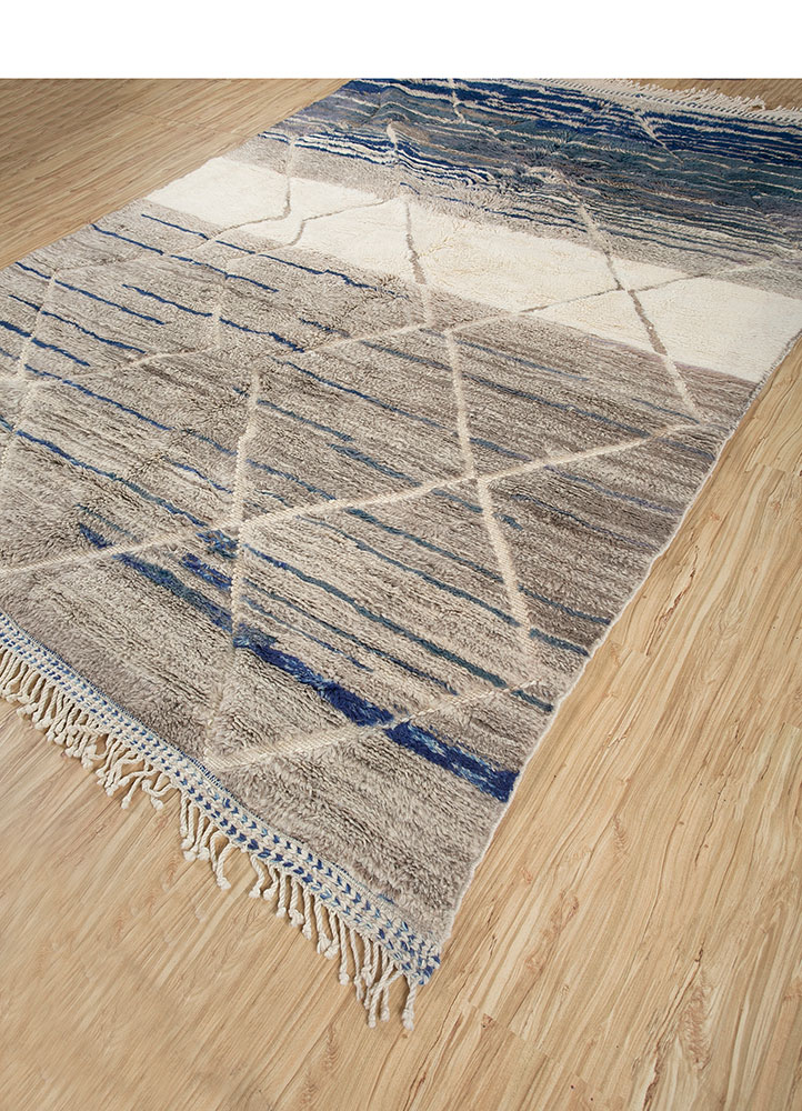 zuri beige and brown wool hand knotted Rug - FloorShot