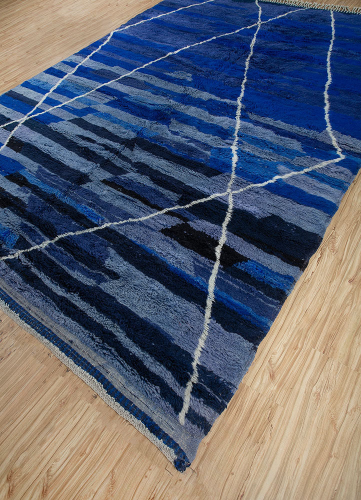 zuri blue wool hand knotted Rug - FloorShot