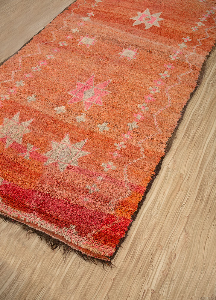 nuray red and orange wool hand knotted Rug - FloorShot