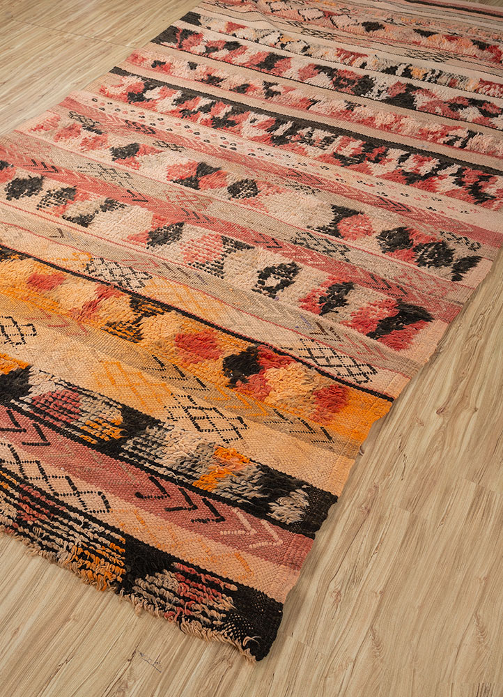 nuray red and orange wool hand knotted Rug - FloorShot