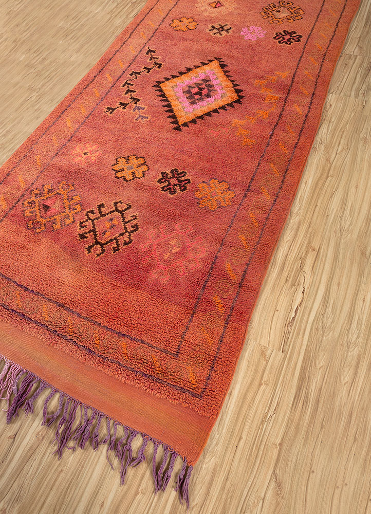 nuray red and orange wool hand knotted Rug - FloorShot