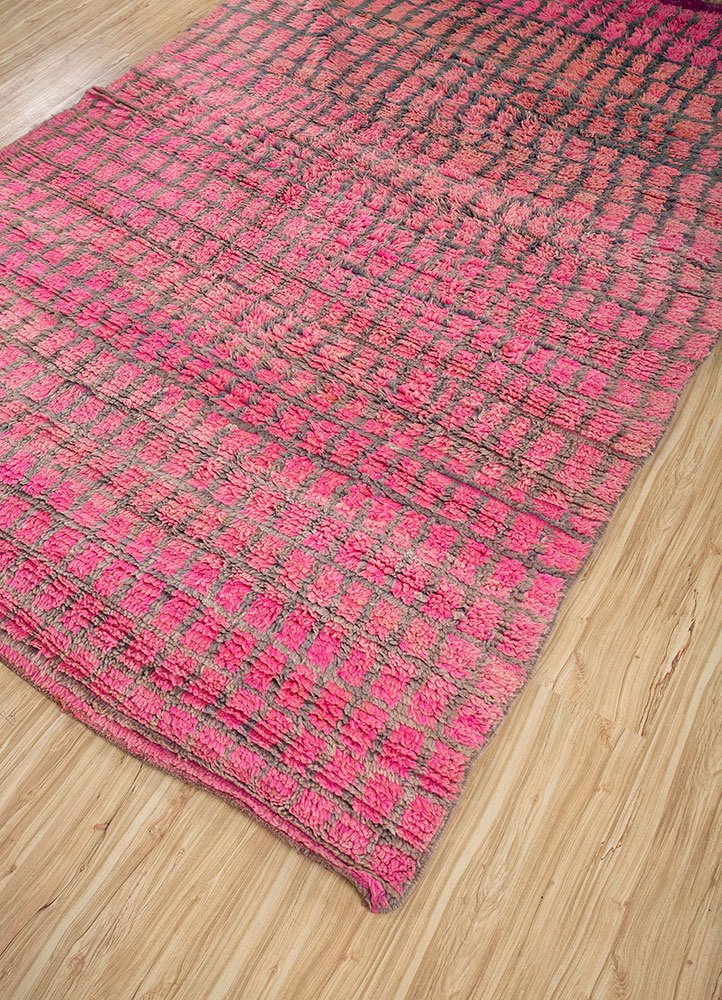 nuray pink and purple wool hand knotted Rug - FloorShot