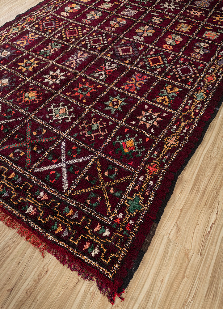 nuray red and orange wool hand knotted Rug - FloorShot