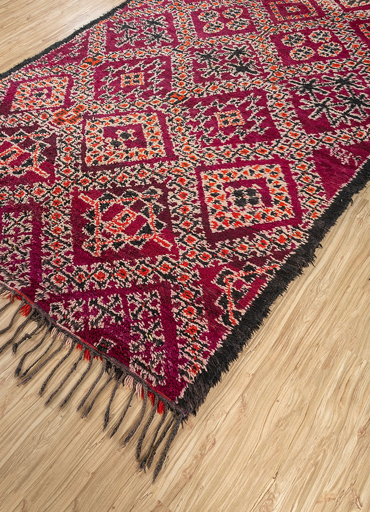 nuray red and orange wool hand knotted Rug - FloorShot