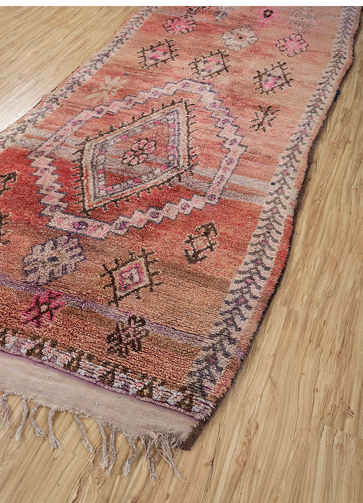 nuray red and orange wool hand knotted Rug - FloorShot